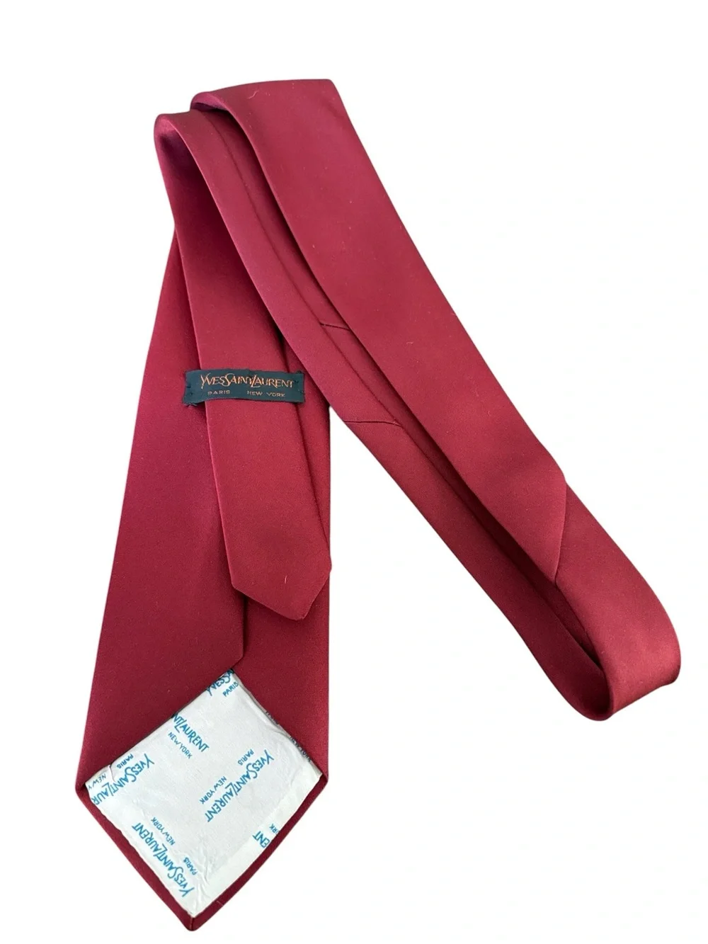 Vintage Yves Saint Laurent Deep Maroon YSL Logo Necktie OS